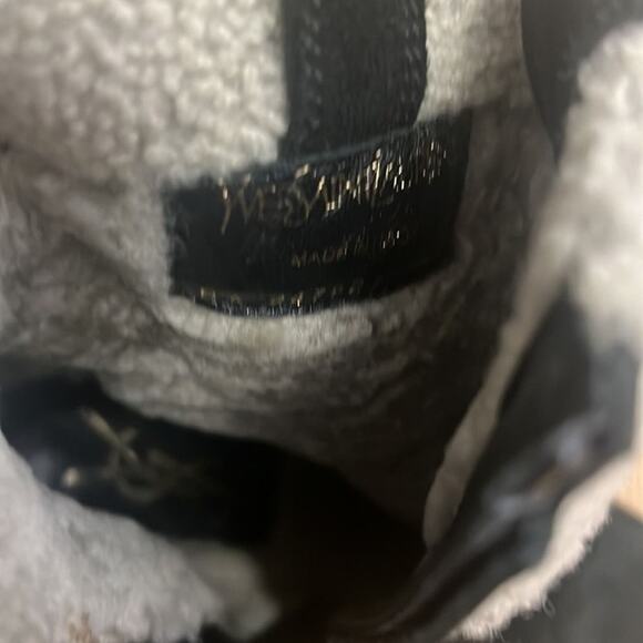 YSL YVES SAINT LAURENT SUEDE SHEARING ANKLE ASPEN WEDGE BOOTS SIZE 39 - Picture 7 of 12